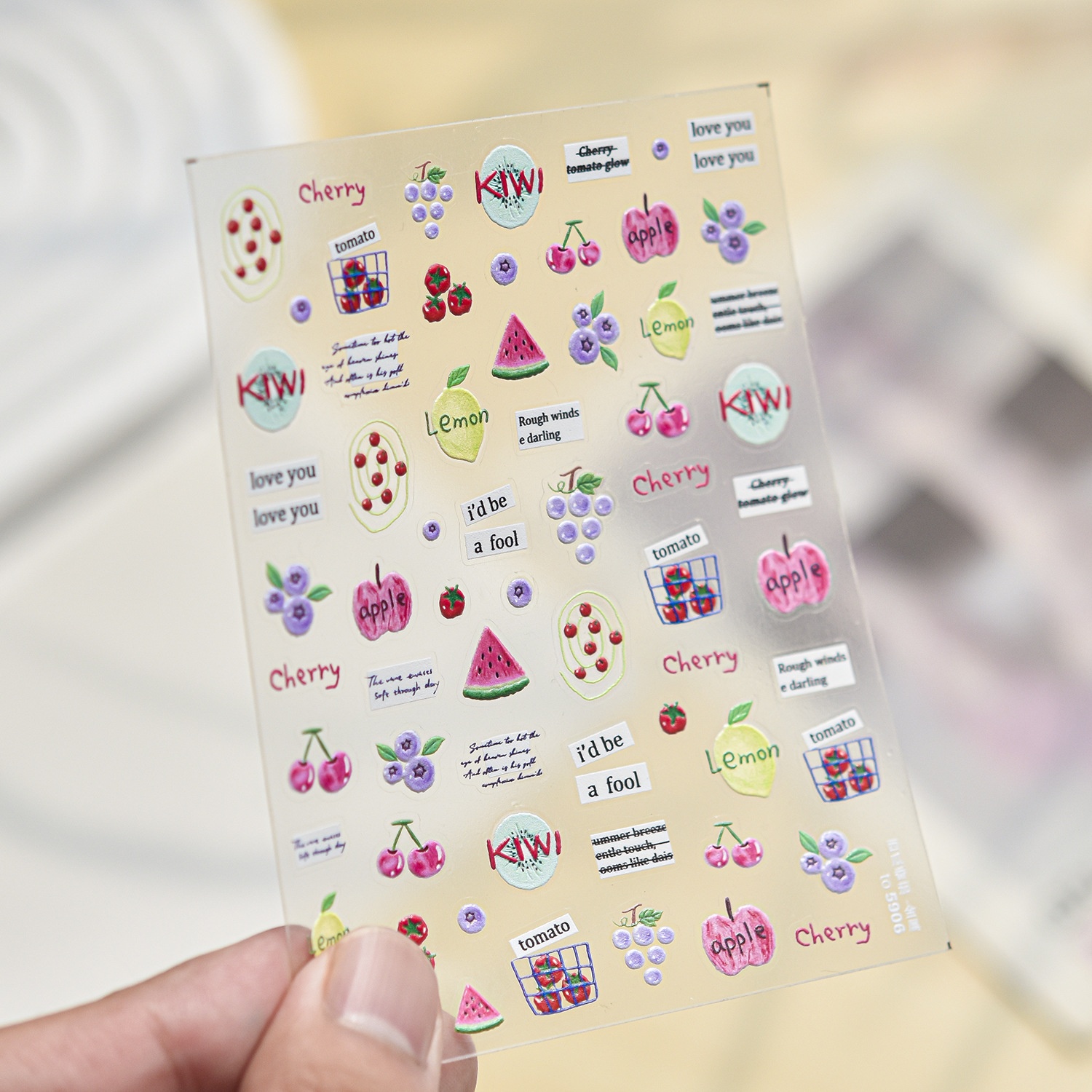 Paper Basket Mesh - Świeże naklejki na paznokcie z owocami