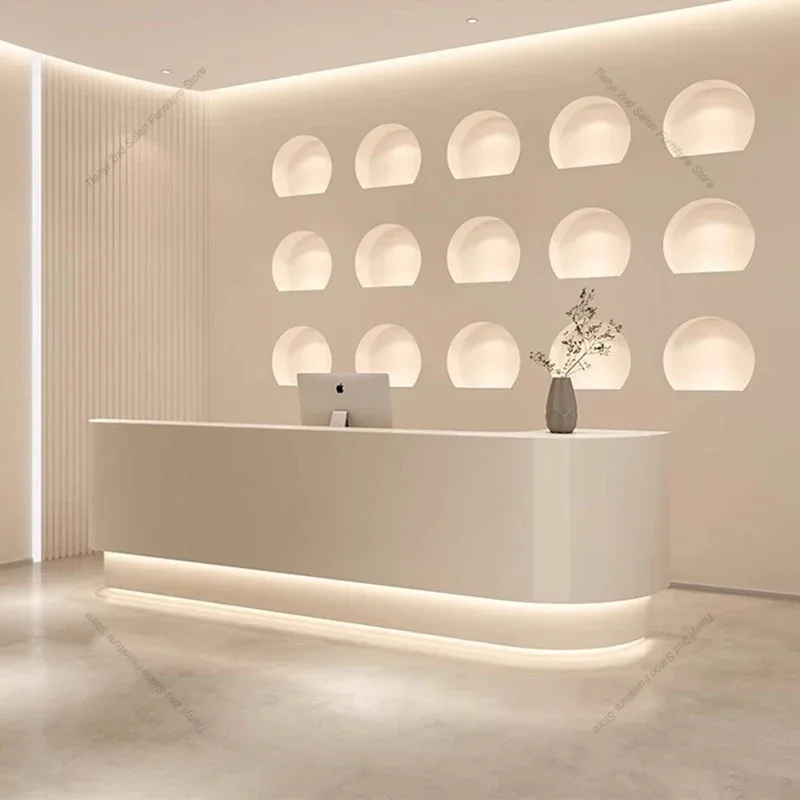 Office Furniture Center - Biurka recepcyjne w stylu kremowym, nordyckie,