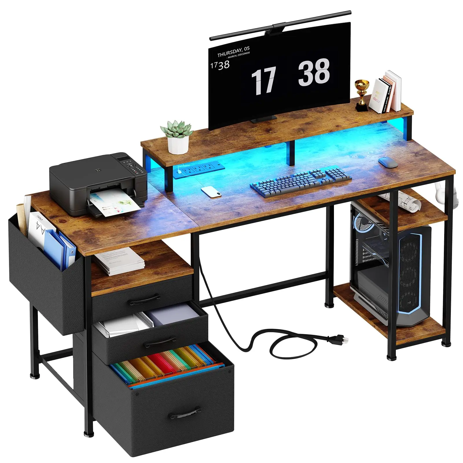Office Furniture Outlet - Biurko komputerowe z podświetleniem LED i