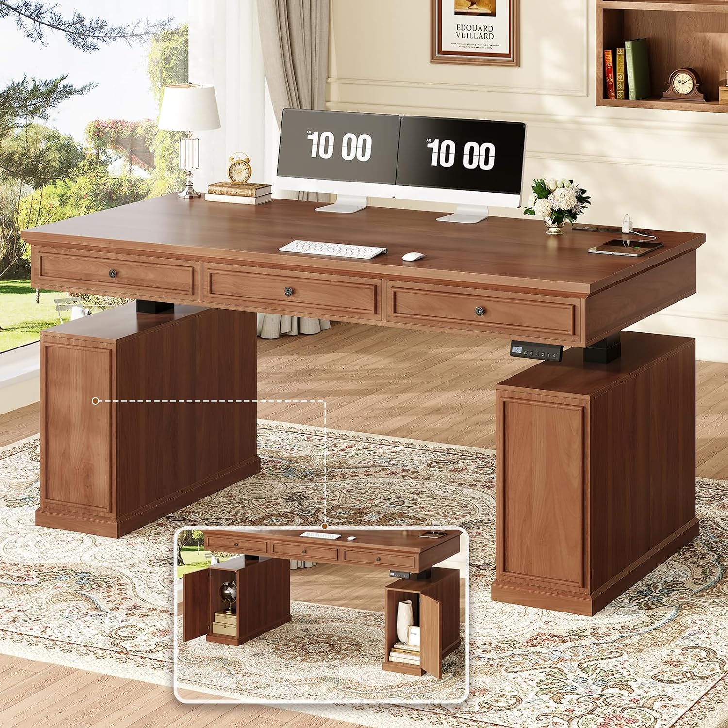 Office Furniture Outlet - Biurko elektryczne typu farmhouse o długości